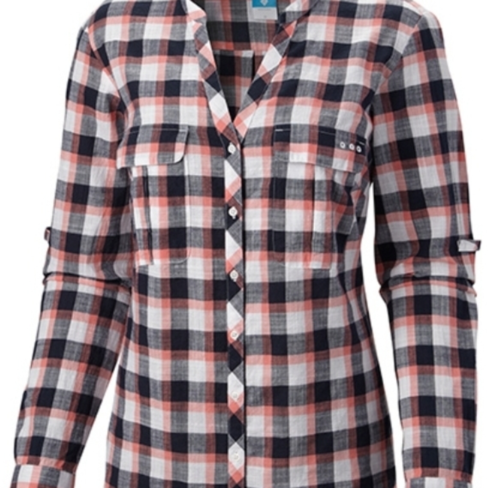 Columbia PFG Coral Springs Plaid Roll Tab Shirt Women’s M